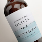 Elegante waterverf pastelblauw nautische bruiloft wijn etiket