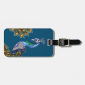 Elegante Waterverf Pauw Bagagelabel (Voorkant horizontaal)