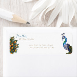 Elegante Waterverf Pauw Etiket