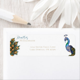Elegante Waterverf Pauw Etiket