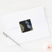 Elegante Waterverf Pauw Vierkante Sticker (Envelop)