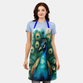 Elegante Waterverf Pauwveer Schort (Gedragen)