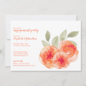 Elegante Waterverf Peach Peonies verlovingsfeest Kaart (Voorkant)