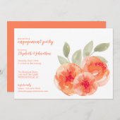 Elegante Waterverf Peach Peonies verlovingsfeest Kaart (Voorkant / Achterkant)