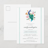 Elegante Waterverf Peacock Boy's Baby shower Uitnodiging Briefkaart (Voorkant / Achterkant)