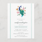 Elegante Waterverf Peacock Boy's Baby shower Uitnodiging Briefkaart (Voorkant)
