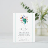 Elegante Waterverf Peacock Boy's Baby shower Uitnodiging Briefkaart (Staand voorkant)