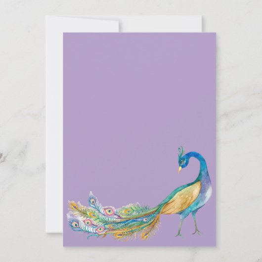 Elegante Waterverf Peacock bruiloft Kaart (Achterkant)