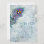 Elegante Waterverf Peacock bruiloft Kaart (Achterkant)
