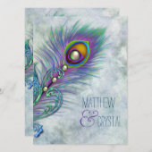 Elegante Waterverf Peacock bruiloft Kaart (Voorkant / Achterkant)