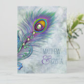 Elegante Waterverf Peacock bruiloft Kaart (Staand voorkant)