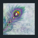 Elegante Waterverf Peacock bruiloft Kaart<br><div class="desc">Mooie lavendel paarse en blauwgroen blauw waterverf pauw bruiloft uitnodigingen. Deze elegante blauwgroen bruiloftsuitnodiging met blauwe waterverf is eenvoudig aan te passen aan uw evenement met uw keuze van lettertype,  kleur en tekst aan de voor- en achterkant. Dit is een afgedrukt grafisch ontwerp zonder echte edelstenen,  juwelen,  enz.</div>