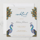 Elegante Waterverf Peacock Cocktail Party Kaart (Voorkant)