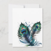 Elegante Waterverf Peacock Feathers gepersonalisee Notitiekaartje (Achterkant)