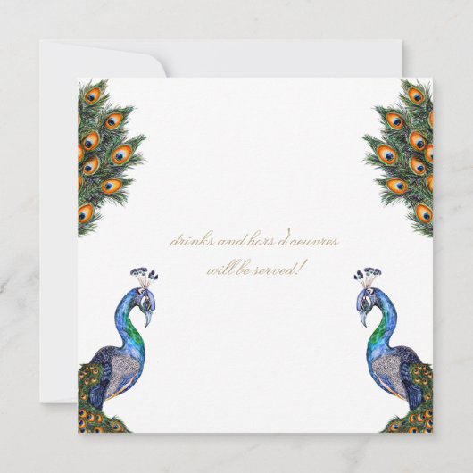 Elegante Waterverf Peacock Oudejaarsavond Party Kaart (Achterkant)