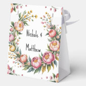 Elegante Waterverf Peony Bouquet bruiloft Bedankdoosjes (Achterkant)