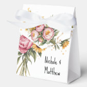 Elegante Waterverf Peony Bouquet bruiloft Bedankdoosjes (Voorkant)