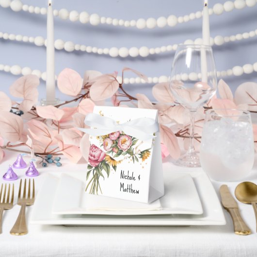Elegante Waterverf Peony Bouquet bruiloft Bedankdoosjes (Huwelijk)