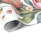 Elegante Waterverf Peony Bouquet bruiloft Cadeaupapier (Rol Hoek)