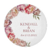 Elegante Waterverf Peony Custom Family Snijplank (Voorkant)