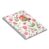 Elegante Waterverf Peony Floral botanisch Notitieboek (Rechterzijde)