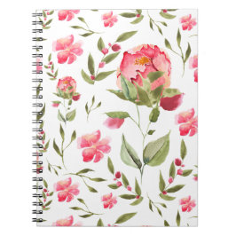 Elegante Waterverf Peony Floral botanisch Notitieboek