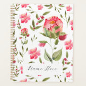 Elegante Waterverf Peony Floral botanisch Planner (Voorkant)