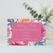 Elegante Waterverf Peony Flowers bruiloft Informatiekaartje (Staand voorkant)