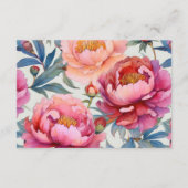 Elegante Waterverf Peony Flowers bruiloft Informatiekaartje (Achterkant)