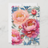 Elegante Waterverf Peony Flowers bruiloft Kaart (Achterkant)