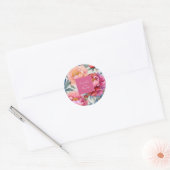 Elegante Waterverf Peony Flowers bruiloft Ronde Sticker (Envelop)