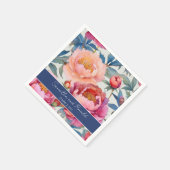 Elegante Waterverf Peony Flowers bruiloft Servet (Hoek)