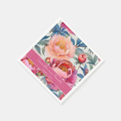 Elegante Waterverf Peony Flowers bruiloft Servet (Hoek)
