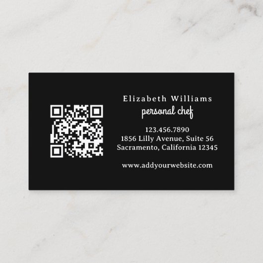 Elegante Waterverf Personal Chef QR Code Visitekaartje (Achterkant)