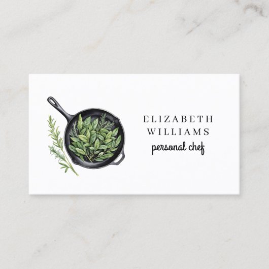 Elegante Waterverf Personal Chef QR Code Visitekaartje (Voorkant)