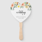 Elegante Waterverf Perzik Bloemige Bruiloft Handwaaier (Voorkant)