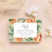 Elegante Waterverf Perzik Flora bruiloft RSVP Kaartje