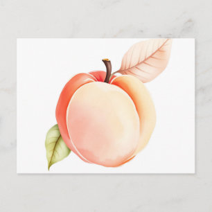 Elegante Waterverf perzik op witte achtergrond Briefkaart