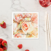 Elegante Waterverf Perzik Rozen bruiloft Servetten (Insitu)