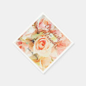 Elegante Waterverf Perzik Rozen bruiloft Servetten (Hoek)