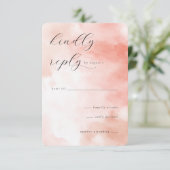 Elegante Waterverf Perzik RSVP Kaartje (Staand voorkant)