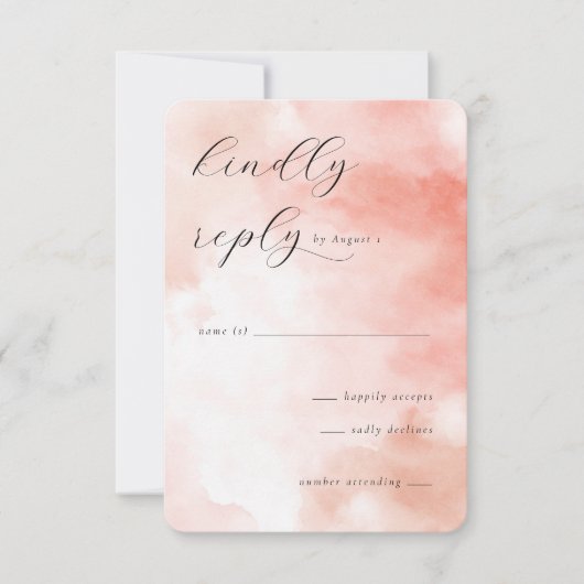 Elegante Waterverf Perzik RSVP Kaartje (Voorkant)