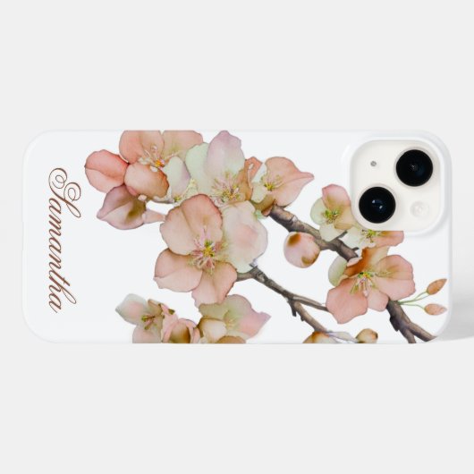 Elegante waterverf perzikkleurige bloemen Case-Mate iPhone case (Achterkant (horizontaal))