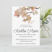 Elegante waterverf perzikkleurige bloemen kaart (Staand voorkant)