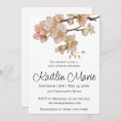 Elegante waterverf perzikkleurige bloemen kaart (Voorkant / Achterkant)