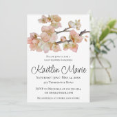 Elegante waterverf perzikkleurige bloemen kaart (Staand voorkant)