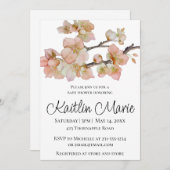 Elegante waterverf perzikkleurige bloemen kaart (Voorkant / Achterkant)