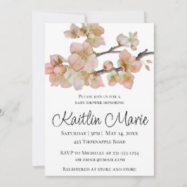 Elegante waterverf perzikkleurige bloemen kaart