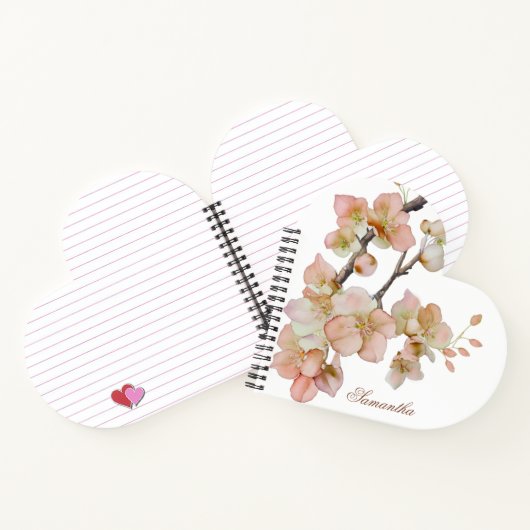 Elegante waterverf perzikkleurige bloemen notitieboek (Binnen)