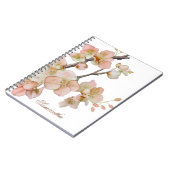 Elegante waterverf perzikkleurige bloemen notitieboek (Linkerzijde)